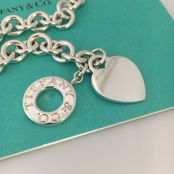 Tiffany & Co Heart Tag Toggle Necklace Authentic in Serling Silver Blank Heart - Picture 4 of 10